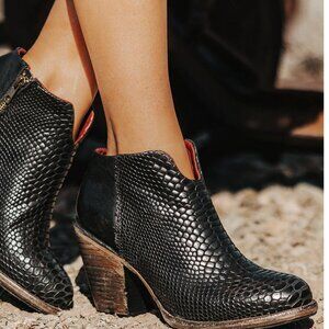 Freebird Black Snakeskin Booties